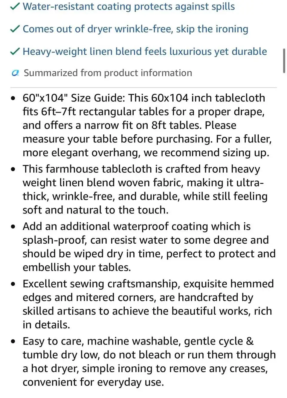 ZeeMart Grid Embroidered Farmhouse Tablecloth, Blue, 60